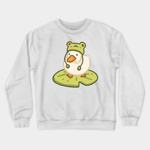 Duck with frog hat Crewneck Sweatshirt by Little Polart